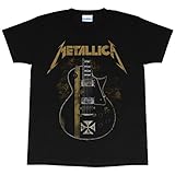 Popgear Damen Metallica Hetfield Guitar Cross Women's Boyfriend Fit Black Modische T-Shirts, Schwarz, 3XL