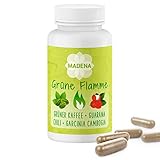 MADENA Grüne Flamme | hochdosiert in Apothekenqualität | Grüner Kaffee Extrakt Guarana Konjakwurzel Garcinia Cambogia + Chili Extrakt L-Carnitin 100 Kap