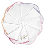 Makian Molton Baby Waschlappen Set mit Schlaufe, 30x30 cm - 9 Stück Moltontücher aus 100% Baumwolle, schadstoffgeprüft nach Öko-Tex Standard 100 - Weiß mit buntem Rand (Rosa Pink)