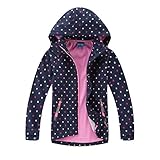 Natashas Kinder Mädchen Wasserdicht Jacke Übergangsjacke Fleecefütterung Warm Atmungsaktiv Winddicht Wanderjacke Softshelljacke Outdoorjacke mit Kapuze (110)