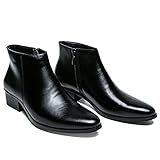 TAZAN Stiefel Herren,Leather Herren Klassische Stiefel Chelsea Boots,Herren Brogue Stiefel hochwertiges Lederschuhe mit seitlichen Reißverschluss zu Business-Anzug & Casual Outfits,Schwarz,43 EU