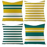 Agoble Kissen 3D Muster, Kissenbezug Beständig Leinen 4er Set 50X50cm Kissenbezug Blau Gelb S