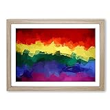 Big Box Art Regenbogen-Flagge in abstraktem gerahmtem Wandbild, Bild fertig zum Aufhängen, Eiche, A2 (62 x 45 cm)