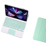 WDBZTJ Tastatur Hülle für iPad Air 4 10.9' 2020/iPad Pro 11' 2021/2020/2018 mit TouchPad Folio Magnetisch Ständer Abdeckung Abnehmbare Tastatur,Grü