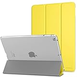 MoKo Hülle Kompatibel für iPad 9.7 2017/2018, 5./6. Generation - PU Leder Tasche Schutzhülle Schale Smart Case mit Transluzent Rücken Deckel Auto Schlaf/Wach Stanfunktion, Zitrone Gelb