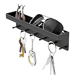 Wrei Schlüssel Aufbewahrung, Modern SchlüSselhalter Wand, 6 Haken Selbstklebend SchlüSsel Organizer, Schlüssel Brett Selbstklebender für Wohnzimmer Schlafzimmer KüChe Badezimmer, Schw