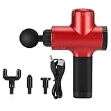 Tiefengewebsmassagepistole, Percussion Fascial Gun zur Schmerzlinderung 6 Einstellbare Geschwindigkeit 4 Abnehmbarer Kopf Tragbare tragbare Faszienpistole Rückenmassagegerät Mini-Massagepistole(rot)