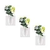 Magic Silicone Vase Sticker, Removable Silicone Flower Vase, Reusable Silicone Vase, Fridge Vase, Wall Mounted Vase for Flowers, Stick On Vase to Glass Windows Mirrors in Bathrooms (White, 3)