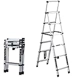 SHUKUILIUDT Teleskopleiter Stufenleitern Teleskopleiter Ausziehleiter,|Tragbare rutschfeste Leiter Aluminium |Laden Sie 150 Kg |Sicher Und Zuverlässig (Size : 162cm)