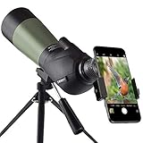Gosky 20-60x60mm Spektiv, wasserdicht, stoßfest, mit Stativ und Digiscoping-Adapter, BAK4-Prismen, für Zielschießen Jagd Vogelbeobachtung Wildlife Scenery (Grün)