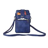 LVSHANG Telefon Holster Fall. Diagonaler Handy-Handtasche, Handtasche mit verstellbarem Gurt, Frauen-Geldbeutel Crossbody-Tasche, Leder-Schulter-Telefon-Beutel (Color : Blue)