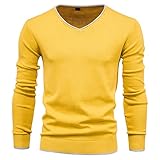 QWERD Herren Strickpullover Feinstrick Pullover mit V-Ausschnitt Männer Warmer Pullover V-Ausschnitt Einfarbig Langarmshirt Strickpullover Winterpullover Pulli Basic V Neck Sweatshirt Langarm Sw