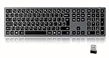 Seenda Kabellose Tastatur, schmal, flaches Profil, wiederaufladbar, 2.4 G, kabellose Tastatur mit Ziffernblock, für Computer Windows 7/8/10, Laptop, PC, Desktop, QWERTY UK-Layout, Space Grey