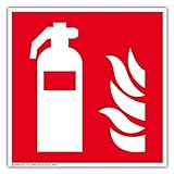 Hochwertiges Feuerlöscher Schild stark nachleuchtend, selbstklebend 150mm x 150mm aus PVC - Symbolschild Kennzeichnung - ORIGINAL Protecticure ASR A1.3, DIN EN ISO 7010 - B