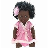 HLONGG Schwarze Puppe 20 Zoll realistische weiche Silikon-Mädchen-Puppen Afrikanische Puppe Niedliche lockige Haar Schwarze Puppe mit niedlichen Mode-Kleidung für Kinder Mädchen, R