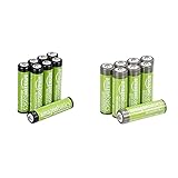 Amazon Basics AAA-Batterien, wiederaufladbar, vorgeladen, 8 Stück (Aussehen kann variieren) & AA-Batterien mit hoher Kapazität, wiederaufladbar, vorgeladen, 8 Stück (Aussehen kann variieren)