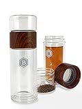 Barrett Teeflasche mit Sieb to go - 300ml Trinkflasche Doppelwandiger Glasflasche Teebereiter aus Borosilikatglas Kalt- und Heißgetränk