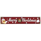 Weihnachten Banner 10Ft X 20 Inch GroßE Frohe Weihnachten Banner Outdoor Rote Gitter Weihnachten Banner Dekorationen Xmas Outdoor & Indoor HäNgen Dekor Weihnachten Feiertage Party Dekor 2022