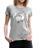 Spreadshirt Niedlicher Fuchs Zeichnung Schwarz Weiß Frauen Premium T-Shirt, 3XL, G