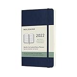 Moleskine Wochenkalender 2022, 12 Monate Wochenplaner, horizontal, fester Einband, Format Pocket 9 x 14 cm, Farbe Saphir, 144 S
