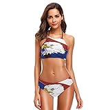 CaTaKu Bikini-Set, Amerika, Adler, Flagge, Bademode, Badeanzug, Strandanzug, Badeanzug für Teenager, Mädchen, Frauen - mehrfarbig - S