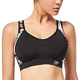 Yvette Damen Sport BH Starker Halt Große Größen Gekreuzt Rücken Bügellos für Laufen Joggen Yoga Fitness, Schwarz, Gr.- 85D