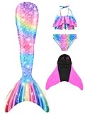 NAITOKE Meerjungfrauenschwanz mit Bikini für Mädchen,Fen-M9,150