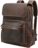 Multifunktionale Reise Rucksack Vintage Echtes Leder 15,6-Zoll-Laptop-Rucksack for Männer Casual Reise-Arbeits-Tasche Bücherbag-Tagsack mit Reißverschluss brauner Rucksack-Tasche (Farbe : Bernstein)