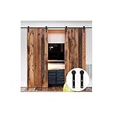 8FT/244cm Schiebetür Kit Barn Door Hardware Schiebetuerbeschlag Hängeschiene Schiebetürsystem für Doppeltür I-Förmig