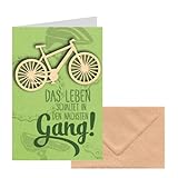 KE - Geburtstagskarte für Männer - Geburtstag Karte mit tollem Holzteil (Fahrrad) und Innendruck - Format DIN B6 - inkl. Umschlag - Motiv: F