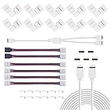 KU Syang Led Licht Anschluss Kit, 10 Mm Rgb Led Anschluss mit 10X L Formanschlüssen und 2M Led Lichtleisten Verlängerungs Kab