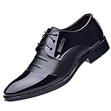 Ansenesna Schuhe Herren Business Braun Schwarz Leder Mit Absatz Elegant Anzug Schuhe Zum Schnürsenkel Männer Vintage (43, Schwarz)