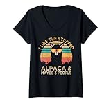 Damen I Like The Stuffed Alpaka And Maybe 3 People Plüsch-Alpaka T-Shirt mit V