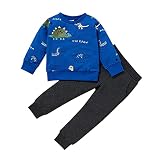 BIBOKAOKE Kinder Kleidung Set Mädchen Jungen Unisex Sportanzug Dinosaurier Cartoon Druck Langarm + Hosen Zweiteilig Trainingsanzug Freizeitanzug 2 Stück Outfits Oberteile Top Hose Alter 1-5