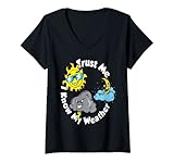 Damen Meteorologie I Wetterwarnungen I Wetterstation I Wetter T-Shirt mit V