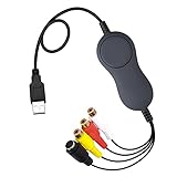 USB Audio Video Konverter, Video Grabber Überträgt Hi8 VHS auf Digital DVD für Windows 10 & Mac, Video Capture Karte Adap