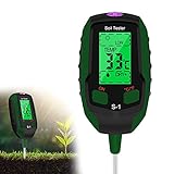 Vakdon Digitale Version 4in1 Boden-pH-Meter, Bodentester, für PH-Wert/Lichtintensität/Temperatur/Bodenfeuchtigkeits, Boden-Feuchtigkeitsmessgerät für Bauernhof, Garten, Indoor, Outdoor (Grün)