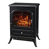 HOMCOM Elektrokamin Kaminofen Flammeneffekt 950/1850W Überhitzungs-Schutz Metall Schwarz 45 x 28 x 54,8