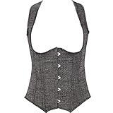 Damen Unterbrustkorsett, Schnürung, Rücken, Taillenmieder, Trimmer, Bauchkontrolle, Körperformung, grau, 48