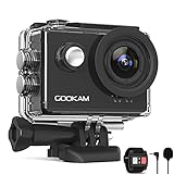 GOOKAM Action Cam 4K 60FPS 20MP WiFi Actionkamera 40M Unterwasserkamera EIS Sportkamera mit Externem Mikrofon 2.4G Fernbedienung Ultra HD Helmkamera 170°Weitwinkel mit 2x1350mAh Batterien(Go6)