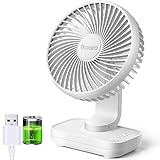 OCOOPA USB Ventilator Ultra Leise - 4000mAh Tischventilator, 4 Geschwindigkeiten, Mini Ventilator für den Schreibtisch, Zuhause und Büro, weiß