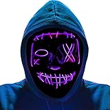 ZACENYU Halloween Maske,LED Light Wire Cosplay Maske Purge Mask für Halloween Festival Cosplay Halloween Kostüm Party Supplies für Erwachsene Männer F