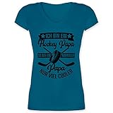 Eishockey Trikot Ersatz - Ich Bin EIN Hockey Papa - So wie EIN normaler Papa nur viel Cooler - schwarz - XL - Türkis - T-Shirt - XO1525 - Damen T-Shirt mit V