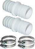 Pangaea Tech 2X Schlauchverbinder 38mm Ø Set mit Schlauchschellen 1 1/2 Zoll - Pool-Schlauchadapter - Doppelschlauchtülle 2er Pack