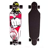 PowerRider Skateboard Longboard Cruiser Erwachsene Komplettes Drop Through Deck 81,3 cm Ahorn mit blinkenden Rädern für Jungen Mädchen Kinder Anfänger Geschenk (Fist)