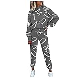 Traingsanzug Damen Colorblock Tie Dye Sportanzug Frauen 2 Teilig Casual Loose Trend Jogginganzug Streetwear Freizeitanzug Rollkragen Sweatshirt Lange Hose Sportswear 2 Stück Sport Bekleidung