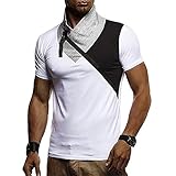 Hoodie Herren Modern Urban Persönlichkeit Neuheit Kreative Spleißen Slim Fit Herren Shirt Sommer Einzigartig V-Ausschnitt Herren Kurzarm Casual Sport L