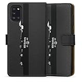 Klapphülle kompatibel mit Samsung Galaxy A31 Handyhülle aus Leder schwarz Flip Case transparent Skyline MSV Duisburg