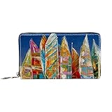 Bananen-Muster Leder Flap Wallet Herren Damen Geldbörse Reißverschluss rund Clutch Damen Reise Münzgeldbörse, Mehrfarbig 17, 20.5x2.5x11.5cm/8.07x1x4.53 in,