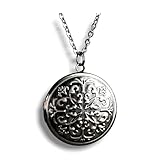 Kette mit Medaillon inkl. Foto Service - Alt Silber Optik - 70cm Halsk